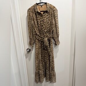 Express Animal Print Long Sleeve Dress